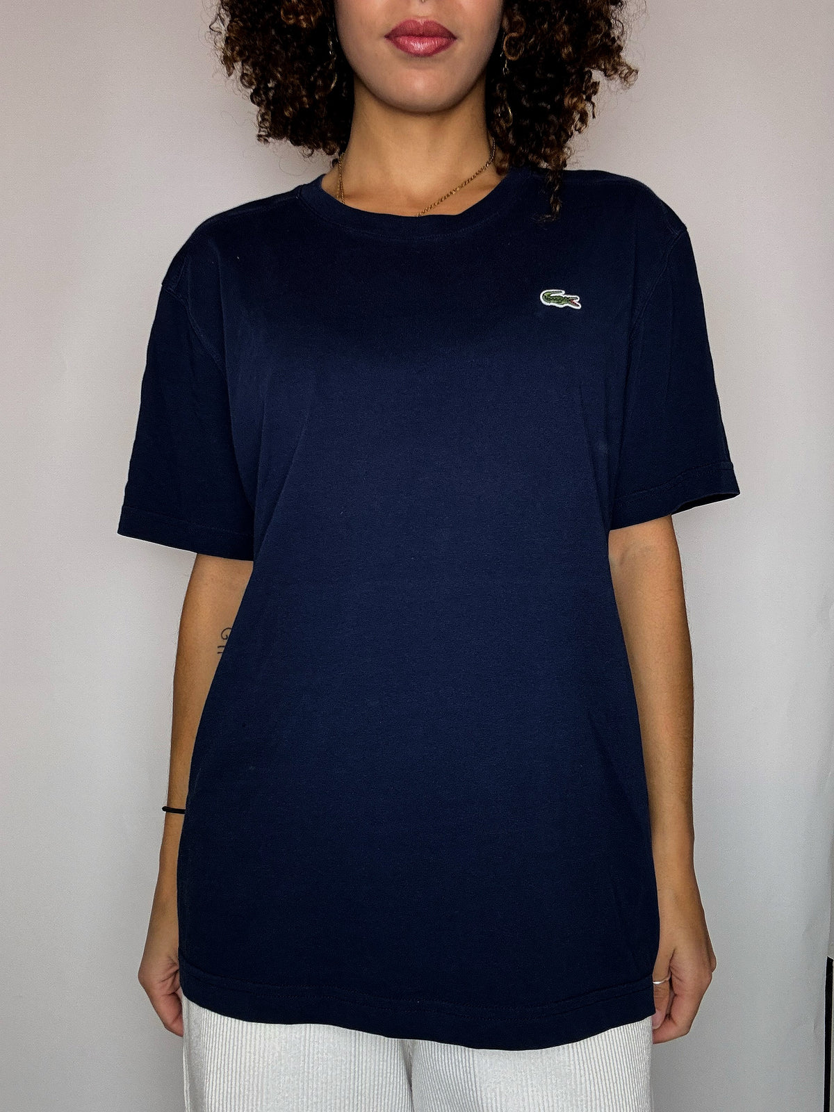 LACOSTE L Vintage-T-Shirt mit Rundhalsausschnitt in Marineblau