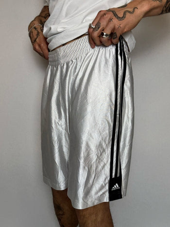 Short de sport blanc brillant ADIDAS L vintage