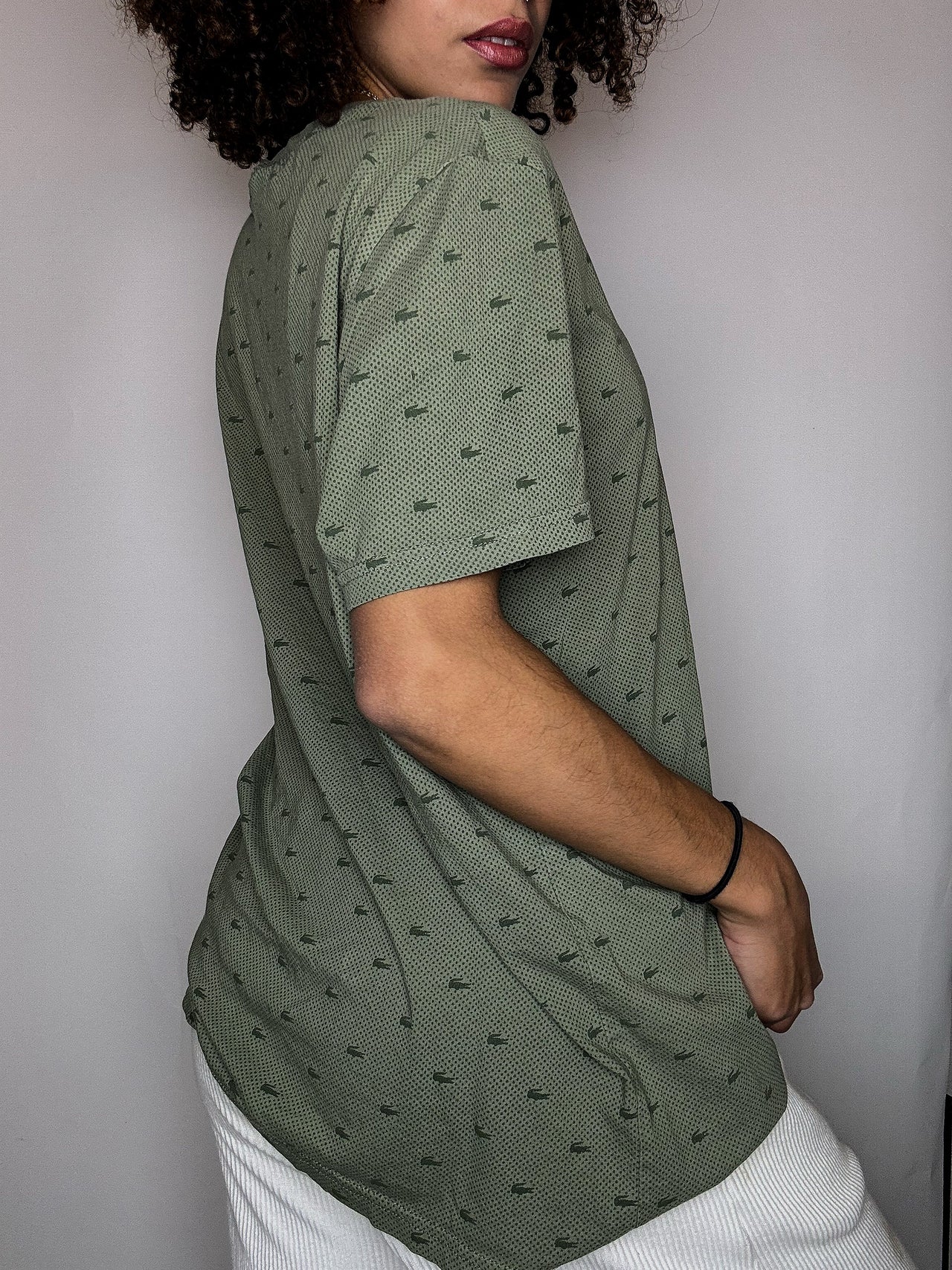 Tee shirt col rond kaki LACOSTE XL vintage