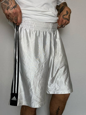 Short de sport blanc brillant ADIDAS L vintage
