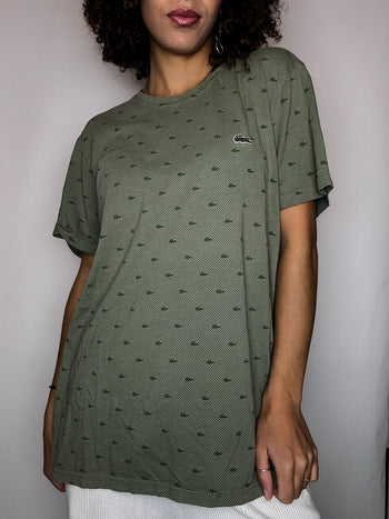 Tee shirt col rond kaki LACOSTE XL vintage