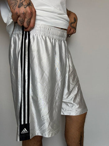 Short de sport blanc brillant ADIDAS L vintage