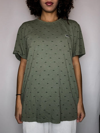 Tee shirt col rond kaki LACOSTE XL vintage
