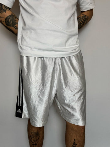 Short de sport blanc brillant ADIDAS L vintage
