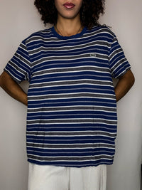 Tee shirt col rond à rayures marine LACOSTE L vintage