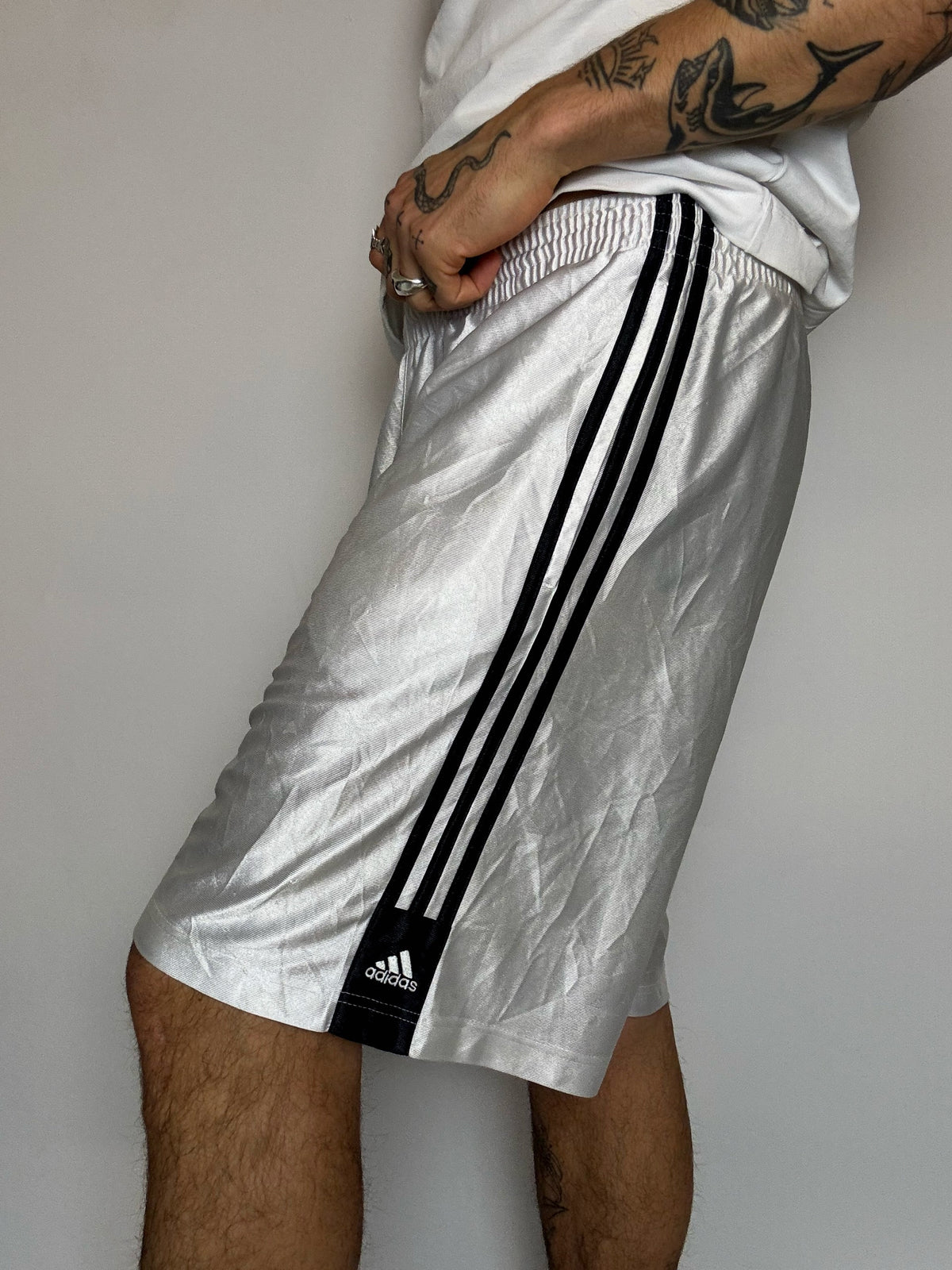 Short de sport blanc brillant ADIDAS L vintage