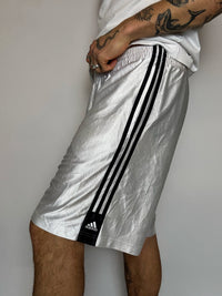 Short de sport blanc brillant ADIDAS L vintage