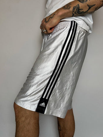 Short de sport blanc brillant ADIDAS L vintage