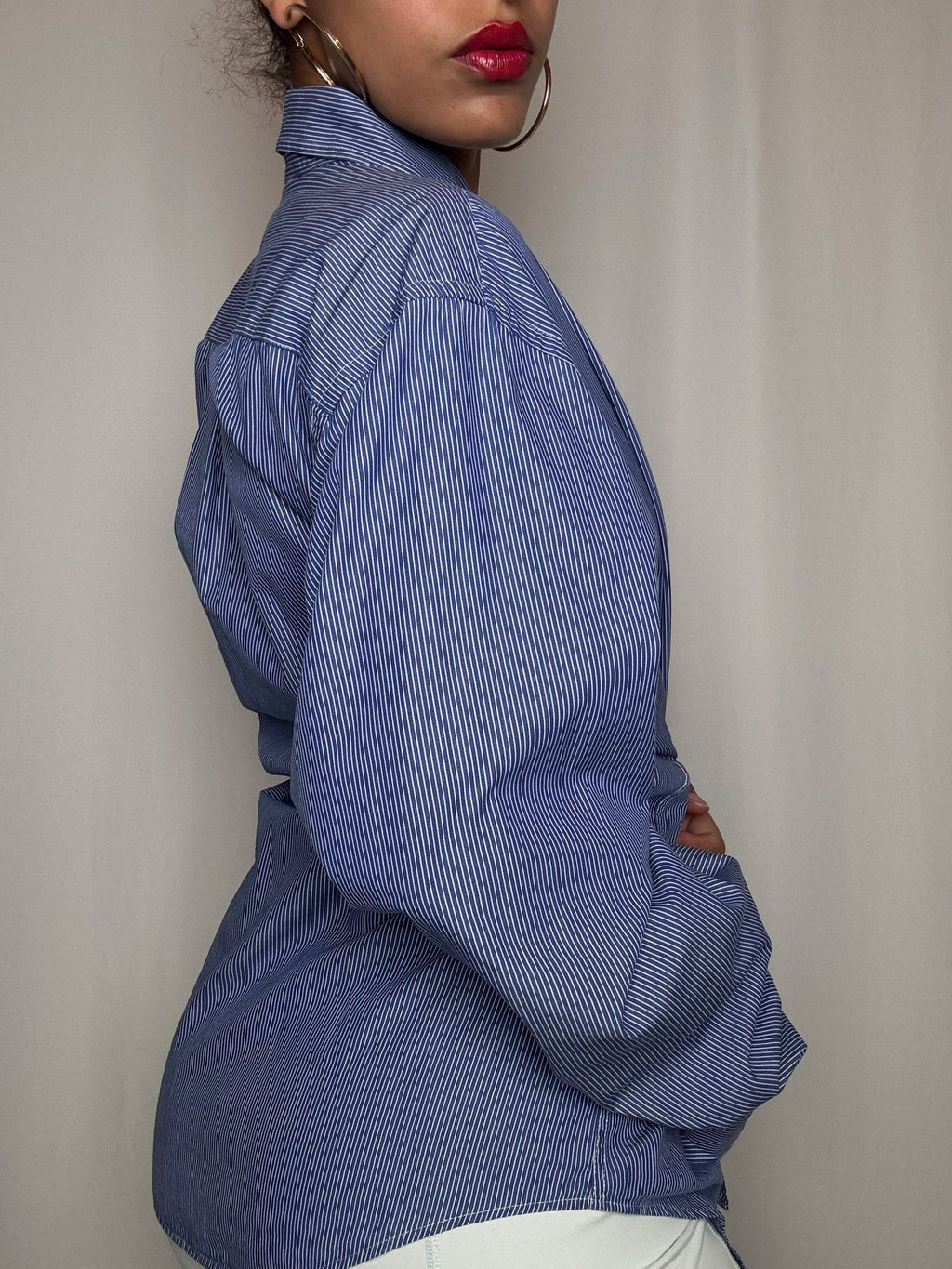 Chemise bleu rayée Best Company L vintage