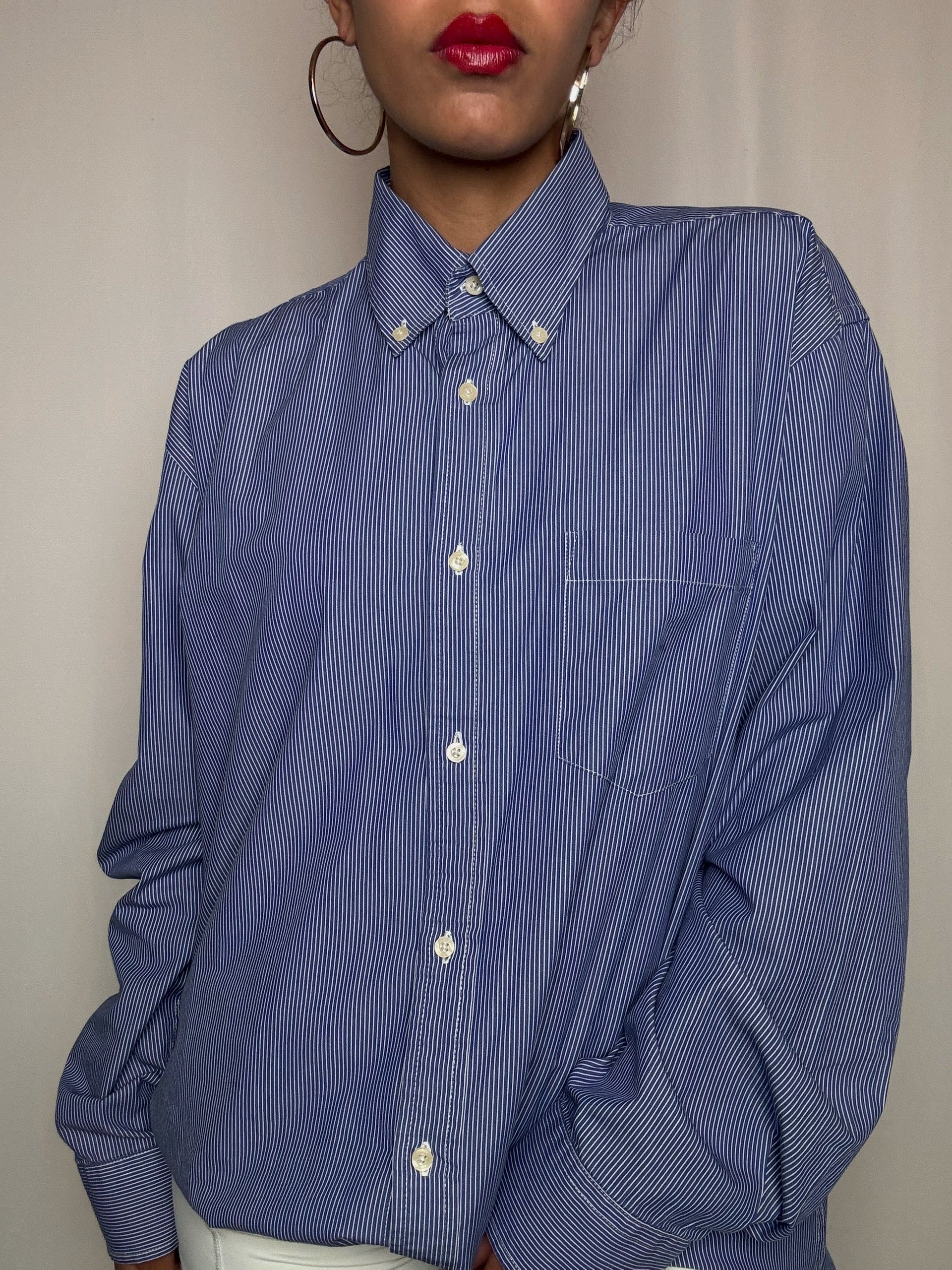 Chemise bleu rayée Best Company L vintage