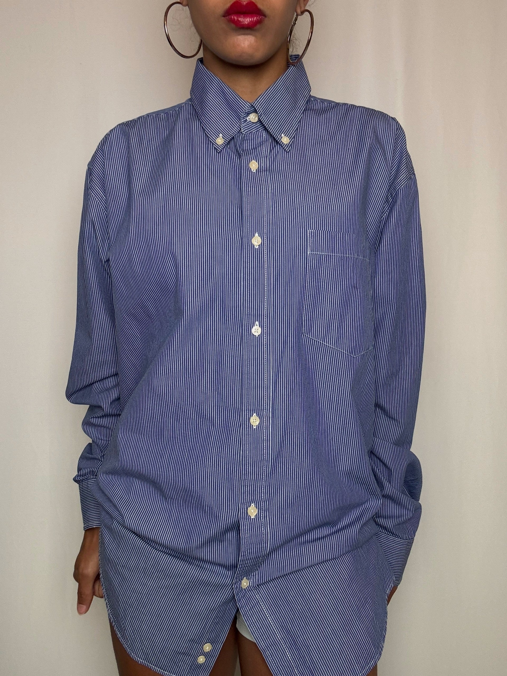 Chemise bleu rayée Best Company L vintage