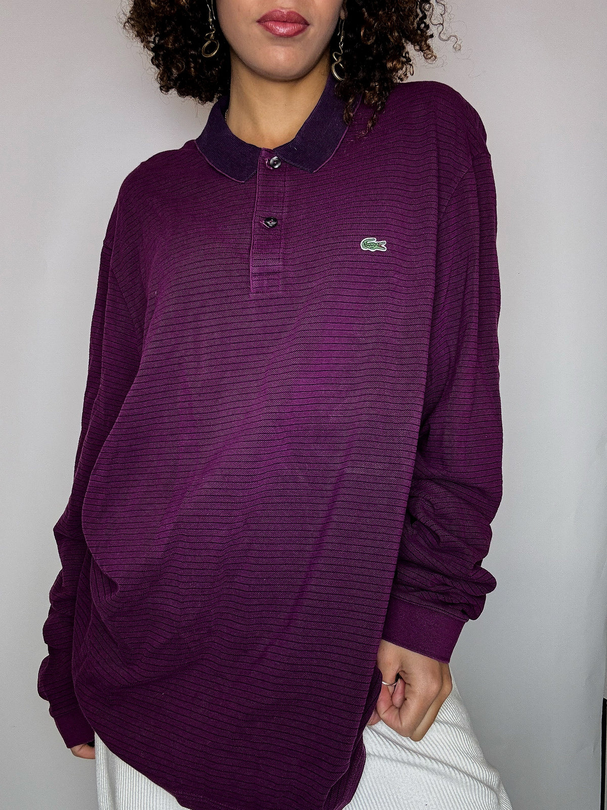 Polo manches longues violet LACOSTE 3XL vintage