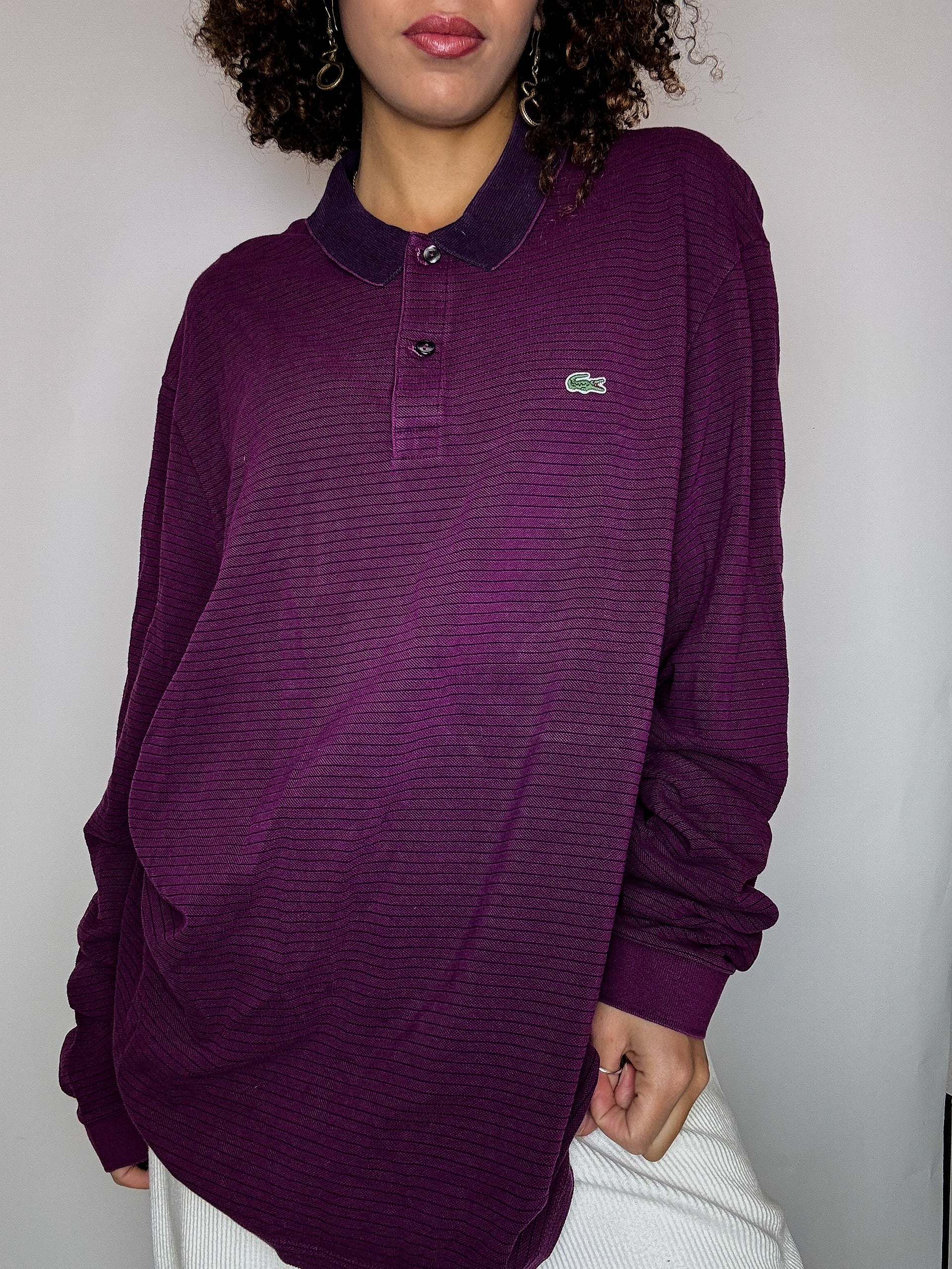 Polo manches longues violet LACOSTE 3XL vintage