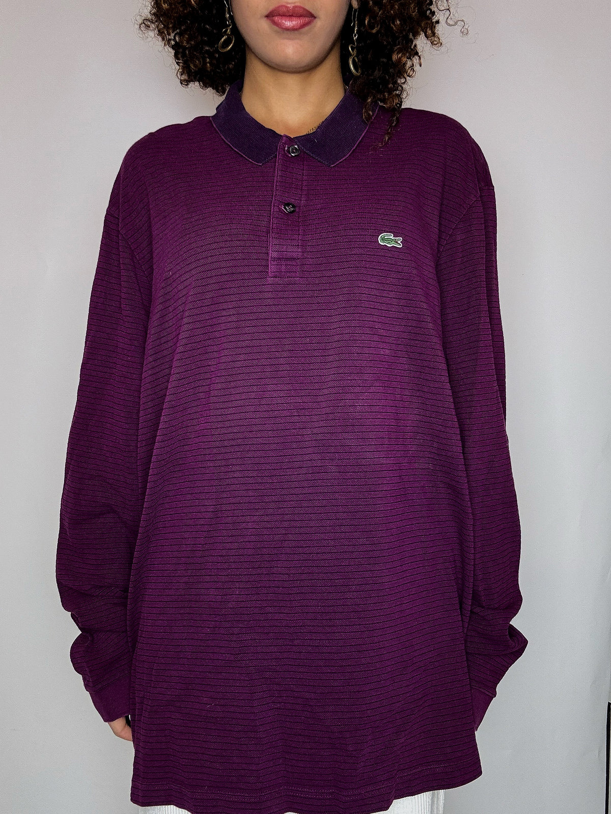 Polo manches longues violet LACOSTE 3XL vintage