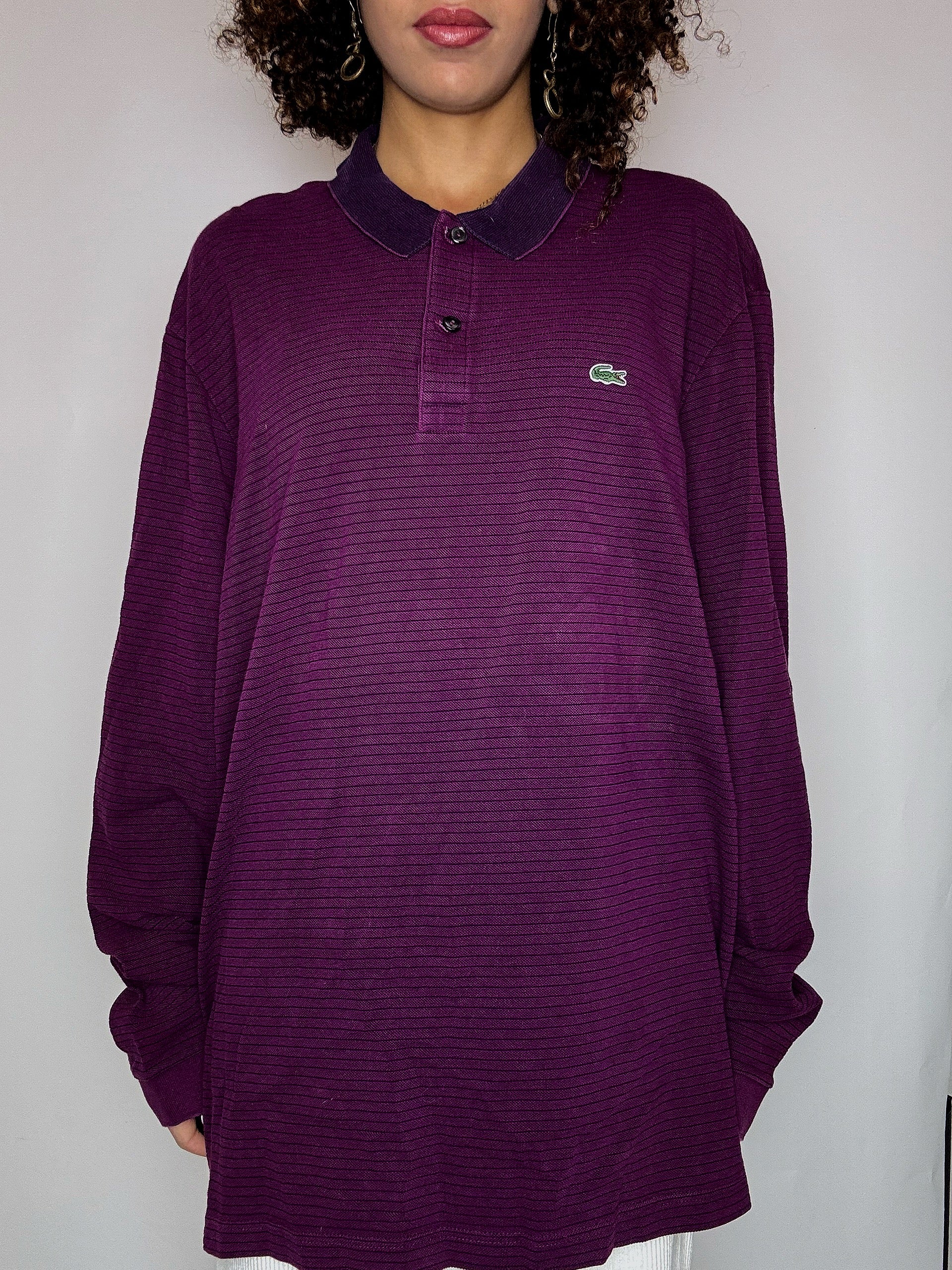 Polo manches longues violet LACOSTE 3XL vintage