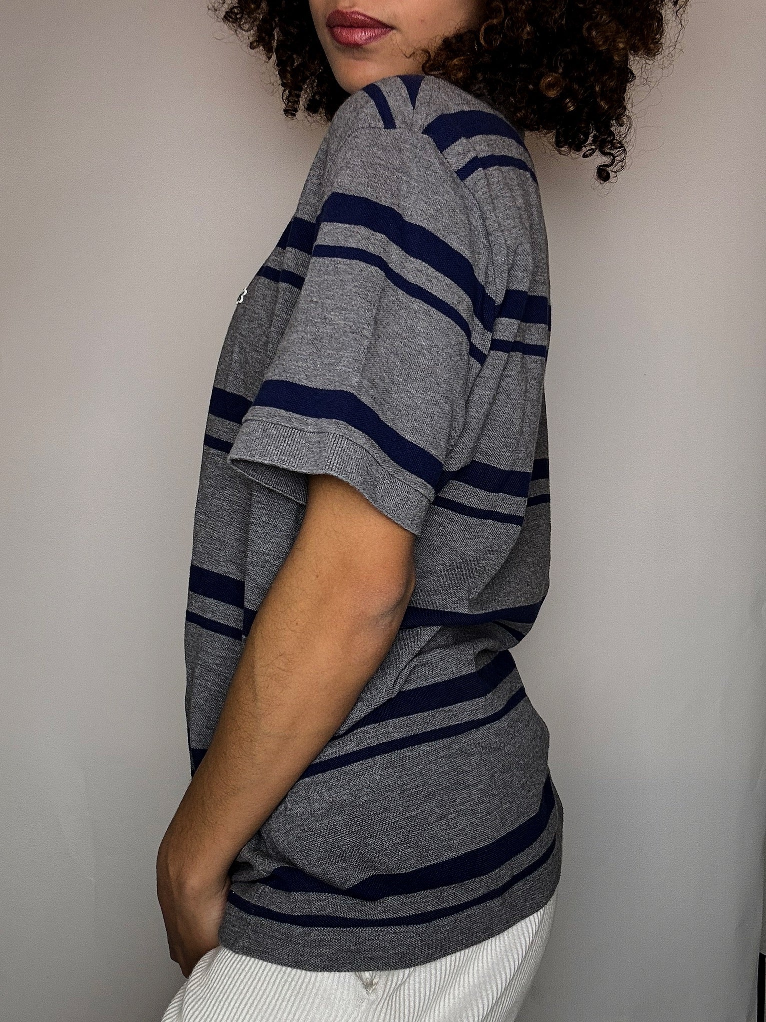 LACOSTE Vintage-Poloshirt, grau, kurzärmelig, Größe L
