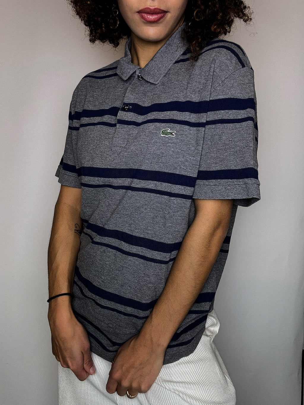 LACOSTE Vintage-Poloshirt, grau, kurzärmelig, Größe L