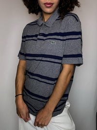 LACOSTE Vintage-Poloshirt, grau, kurzärmelig, Größe L