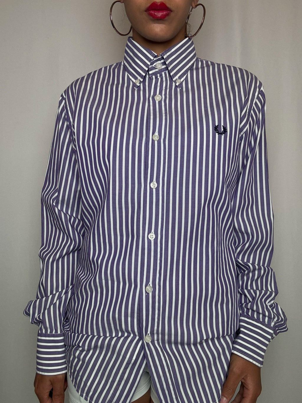 Chemise rayée violette Fred Perry M vintage