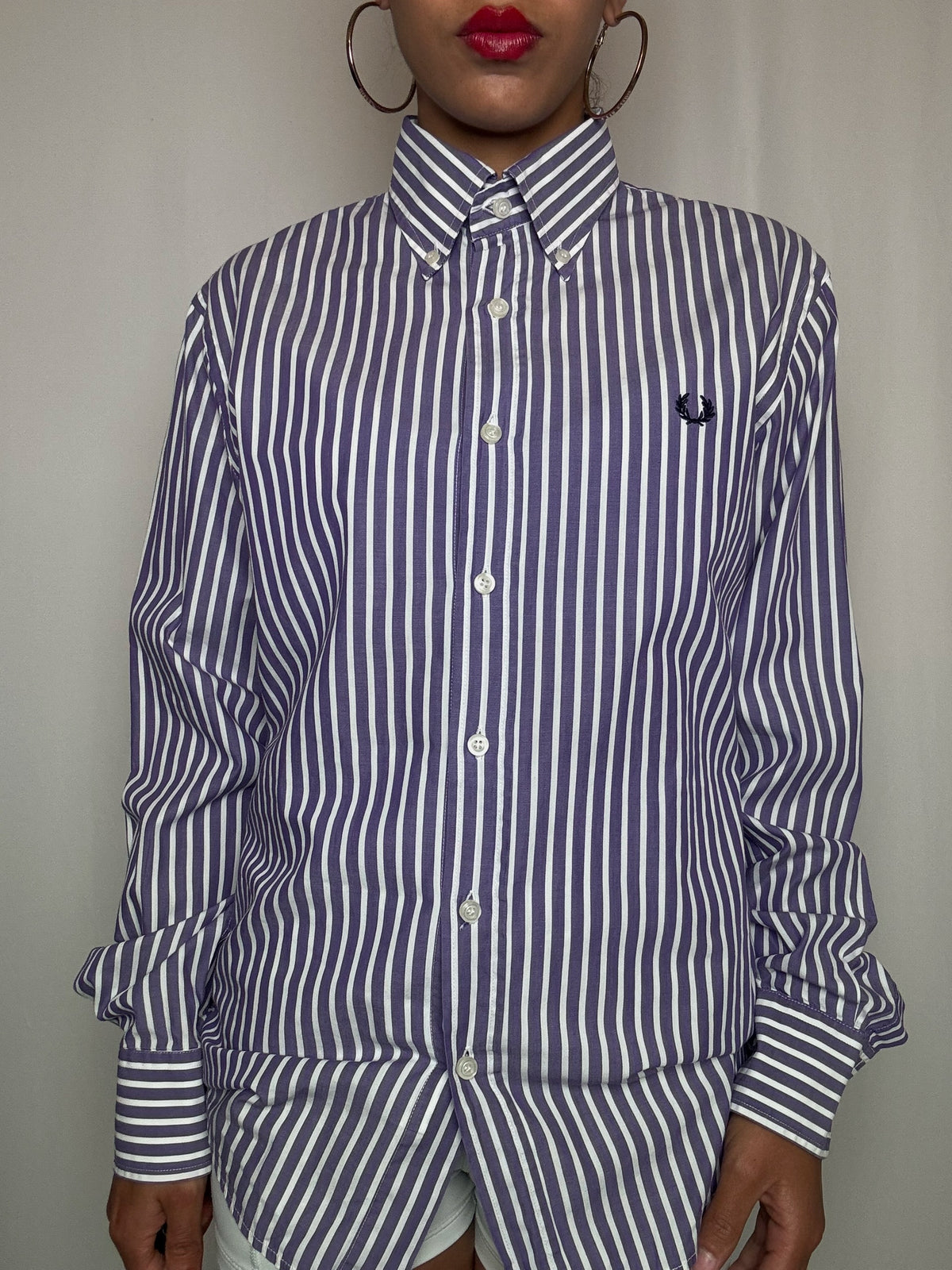 Chemise rayée violette Fred Perry M vintage