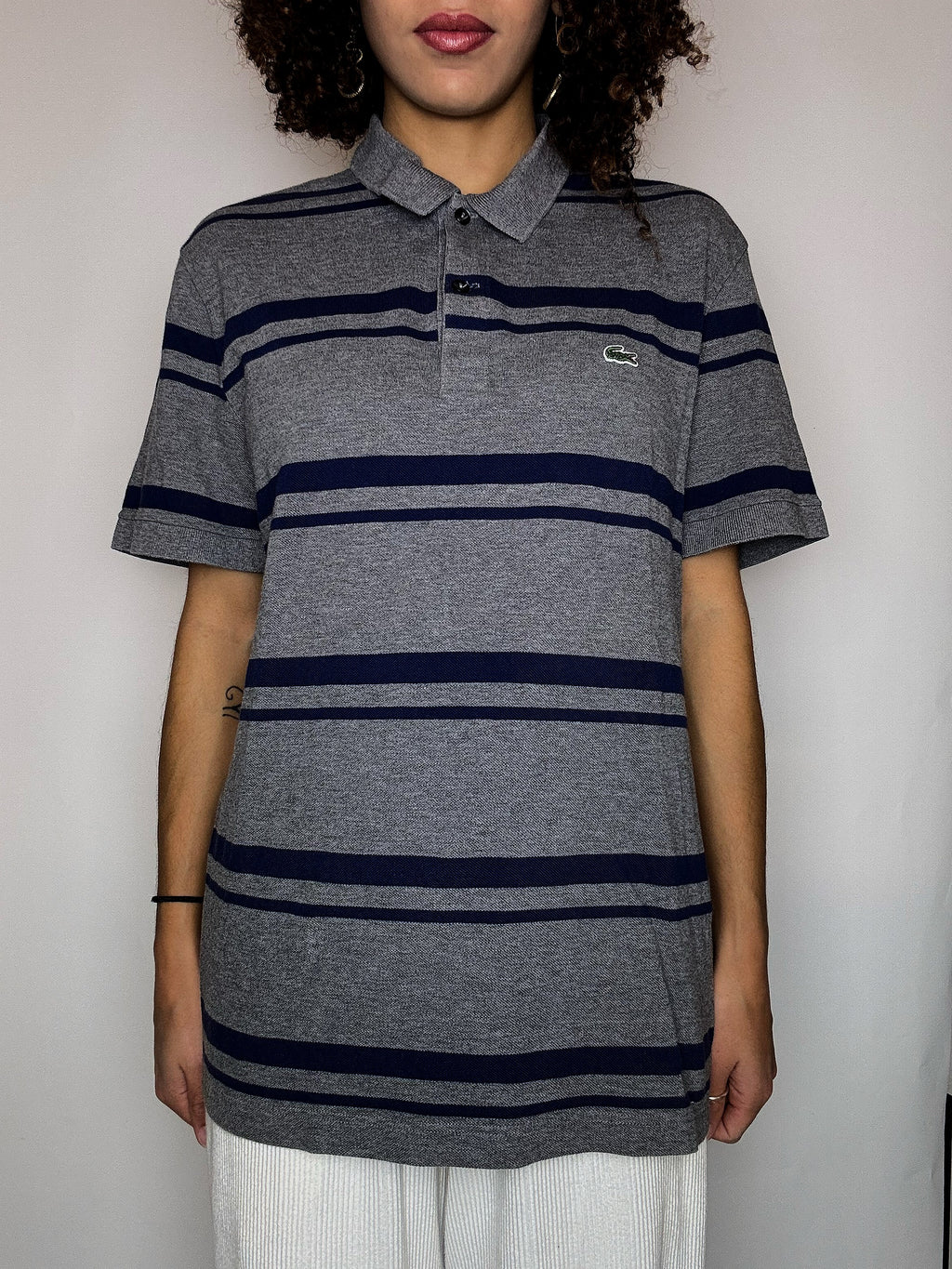 LACOSTE Vintage-Poloshirt, grau, kurzärmelig, Größe L