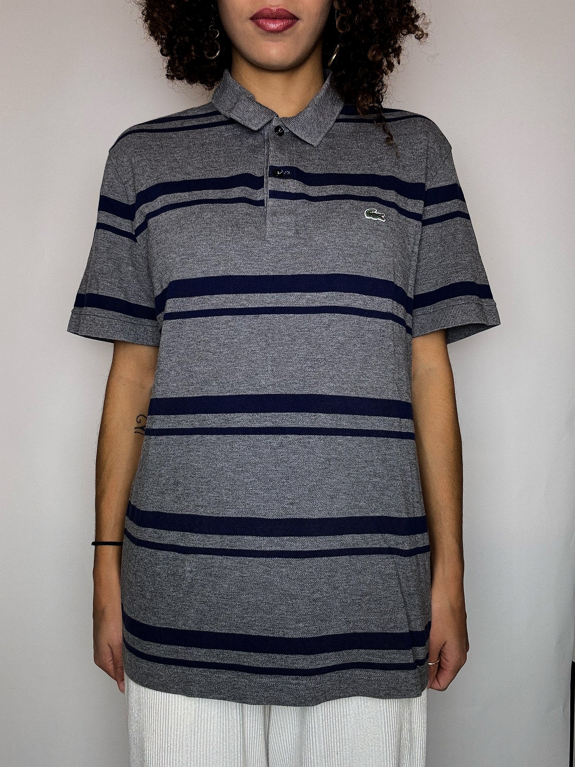 LACOSTE Vintage-Poloshirt, grau, kurzärmelig, Größe L