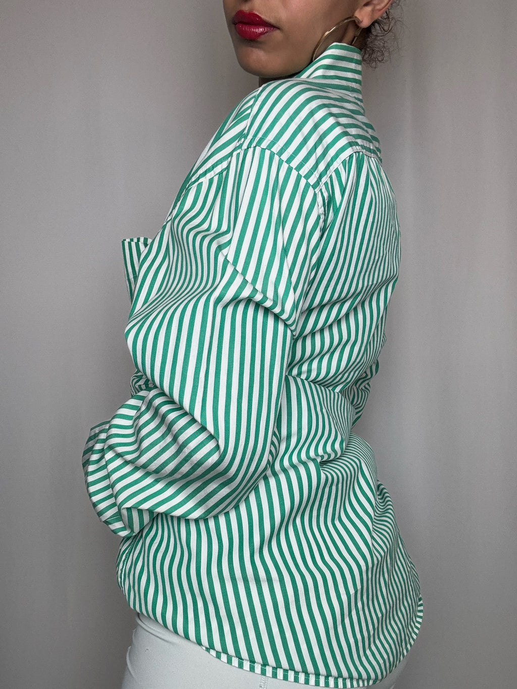 Chemise rayée verte Fred Perry L vintage