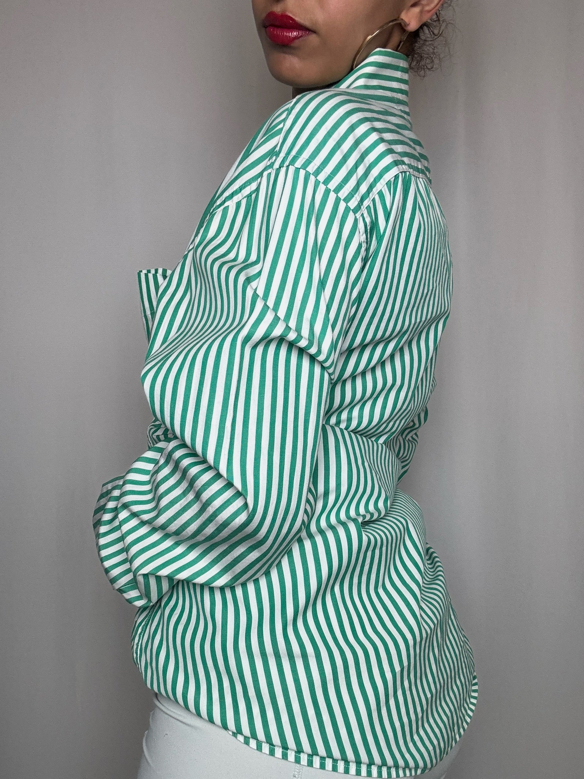 Chemise rayée verte Fred Perry L vintage