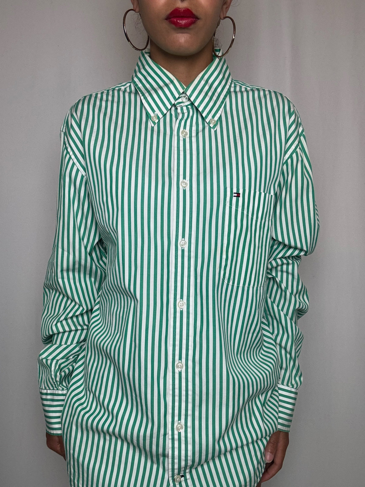 Chemise rayée verte Fred Perry L vintage