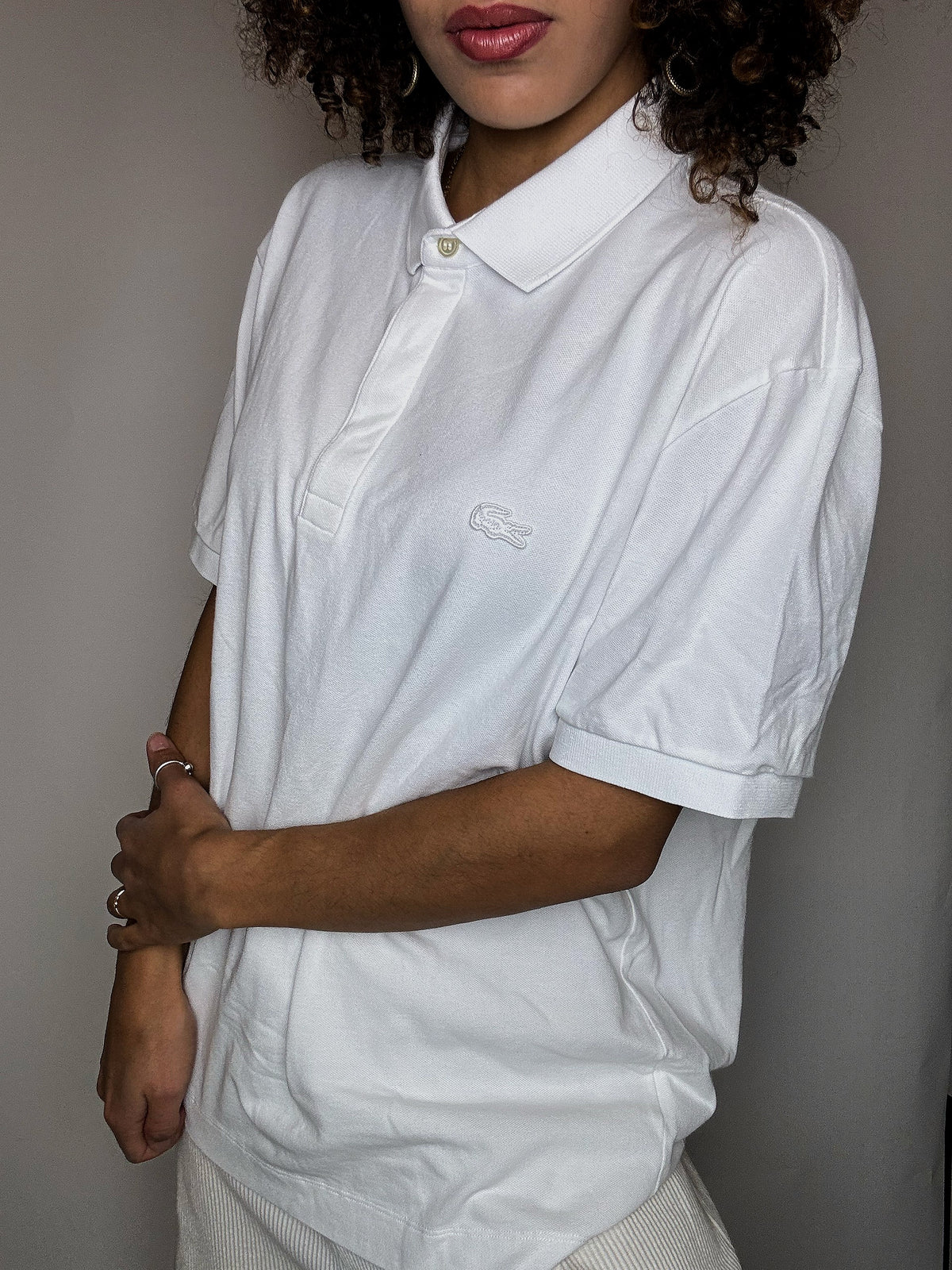 Polo manches courtes blanc LACOSTE XL vintage