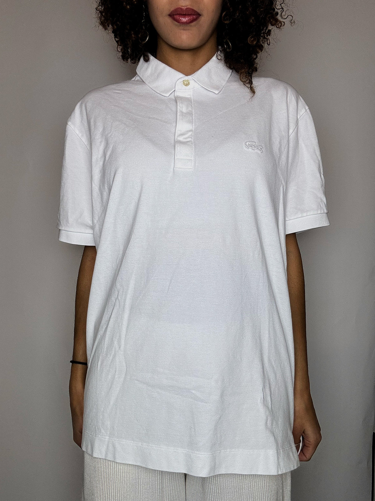 Polo manches courtes blanc LACOSTE XL vintage