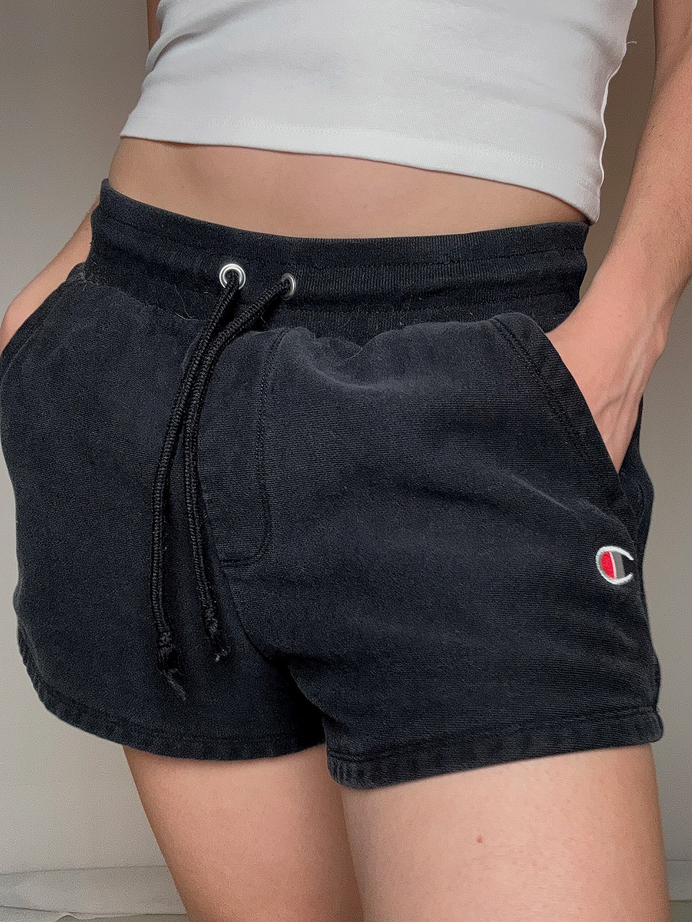 Short de sport noir Champion M/L vintage