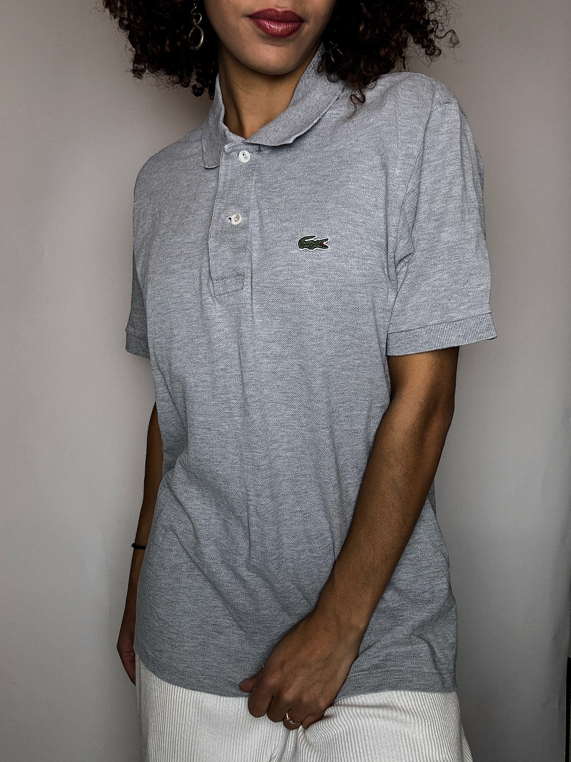 Vintage Lacoste Kurzarm-Poloshirt, grau, Größe M