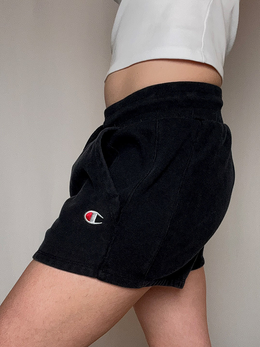 Short de sport noir Champion M/L vintage