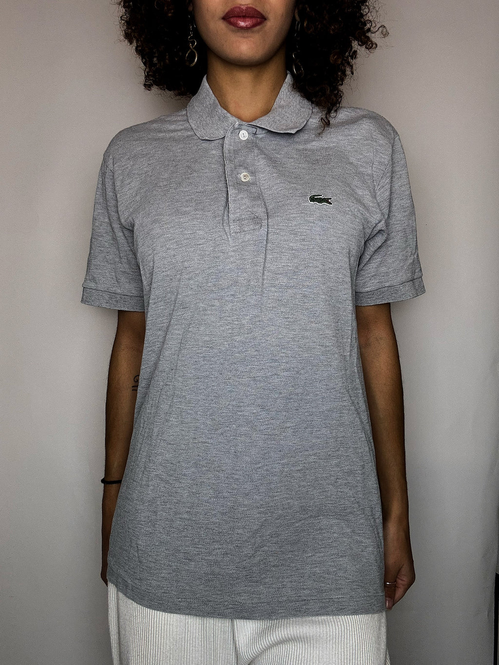 Vintage Lacoste Kurzarm-Poloshirt, grau, Größe M