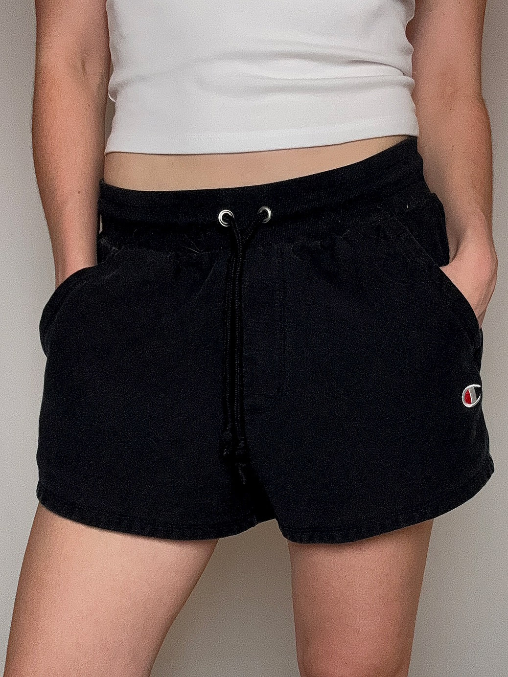 Short de sport noir Champion M/L vintage