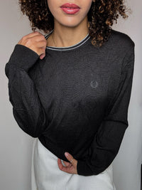 Pull col rond brun FRED PERRY L vintage