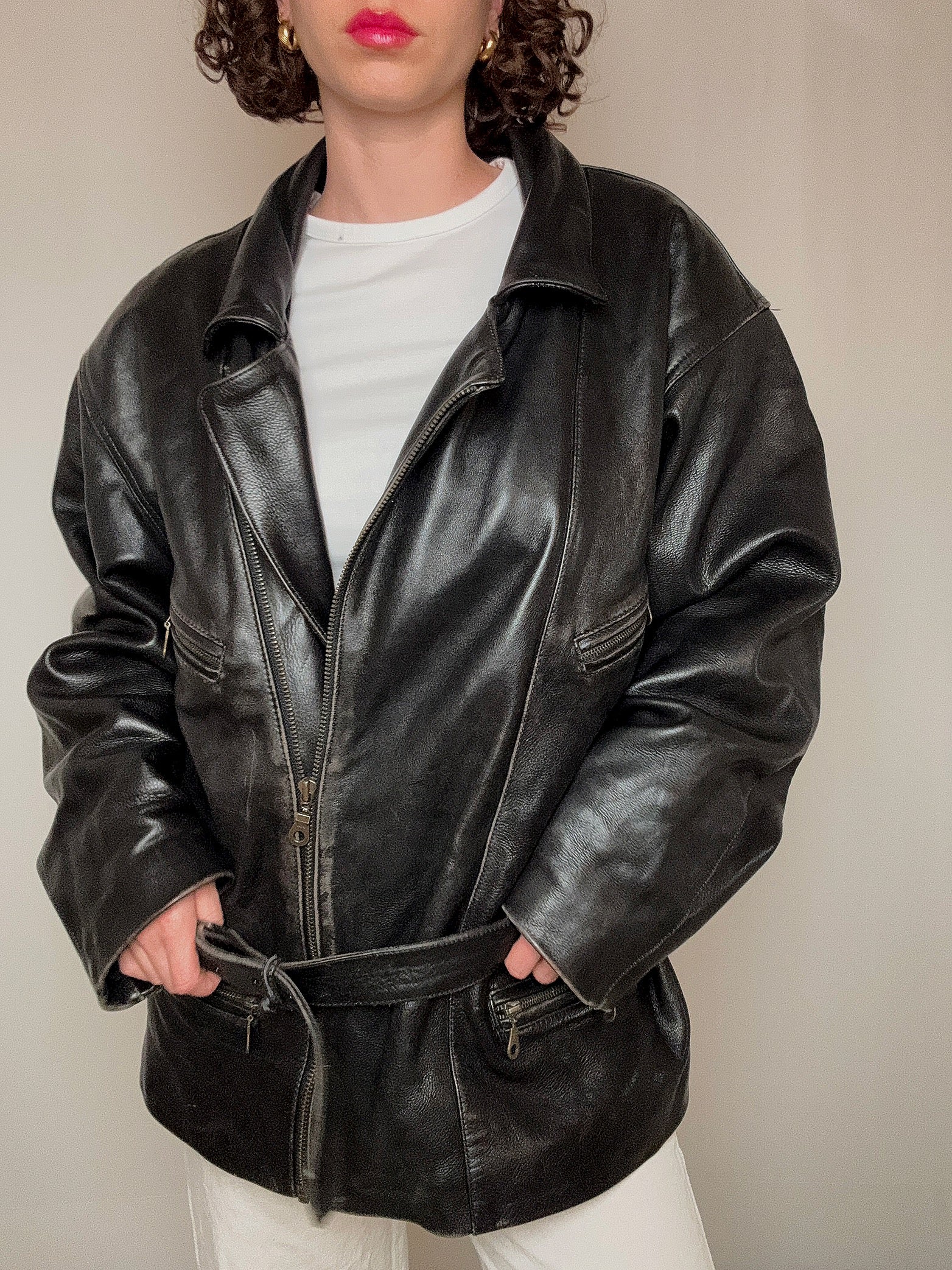 Perfecto en cuir oversized noir vintage