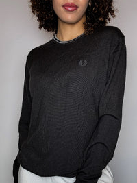 Pull col rond brun FRED PERRY L vintage