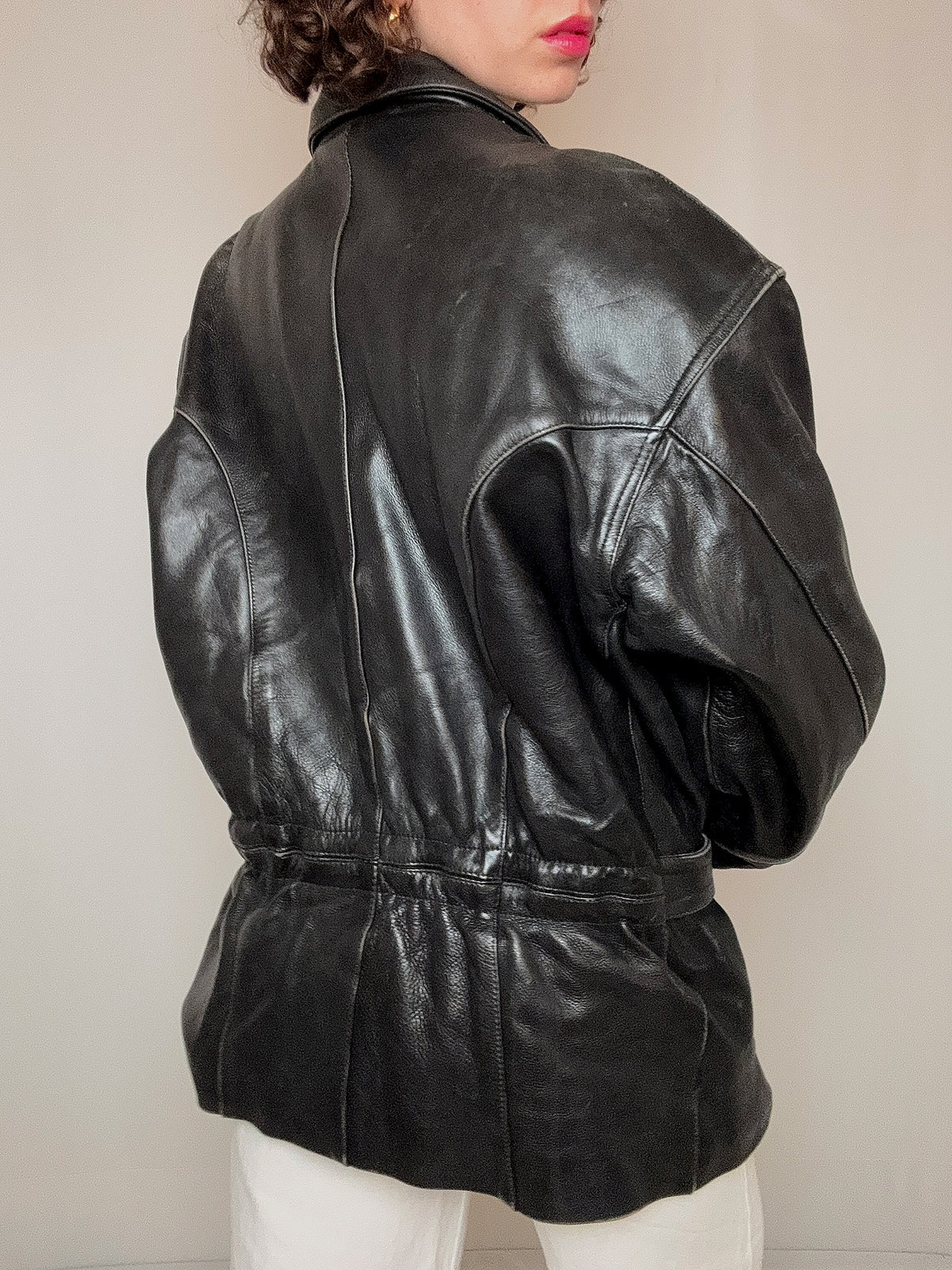Perfecto en cuir oversized noir vintage