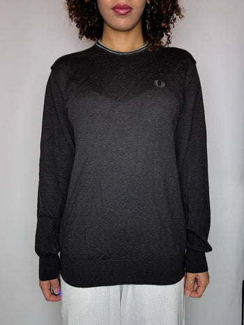 Pull col rond brun FRED PERRY L vintage