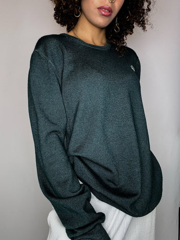 Pull col rond vert bouteille LACOSTE M vintage