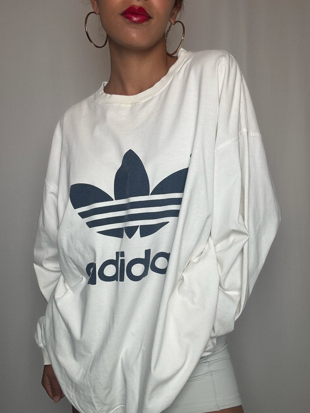 Tshirt manches longues blanc Adidas XL vintage