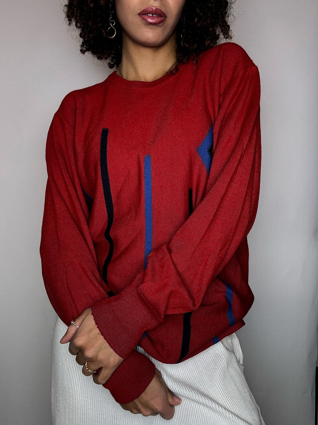 Pull imprimé rouge FRED PERRY M/L vintage