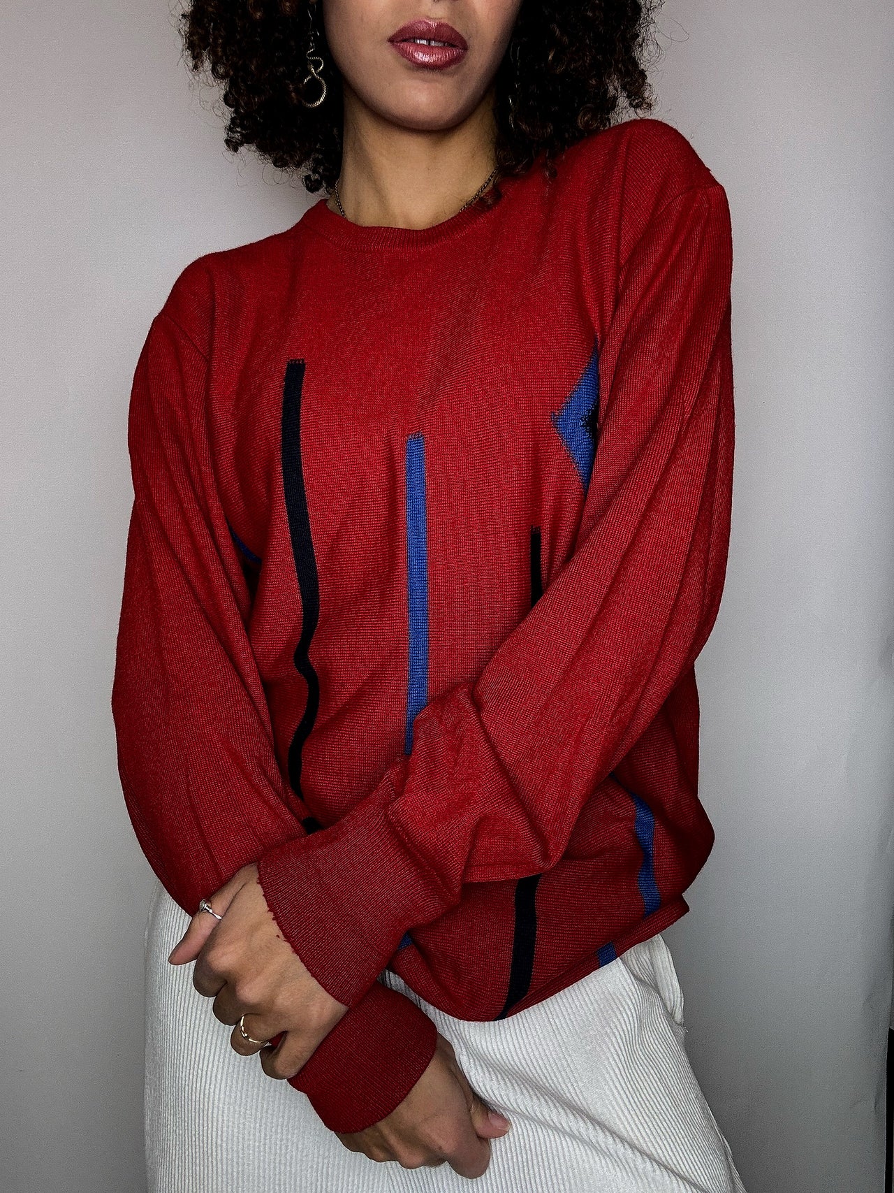 Pull imprimé rouge FRED PERRY M/L vintage