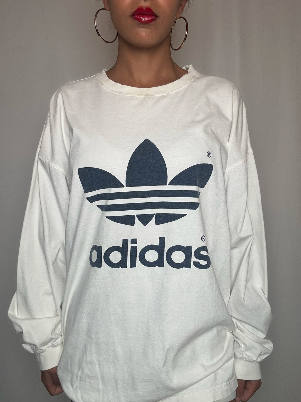 Tshirt manches longues blanc Adidas XL vintage
