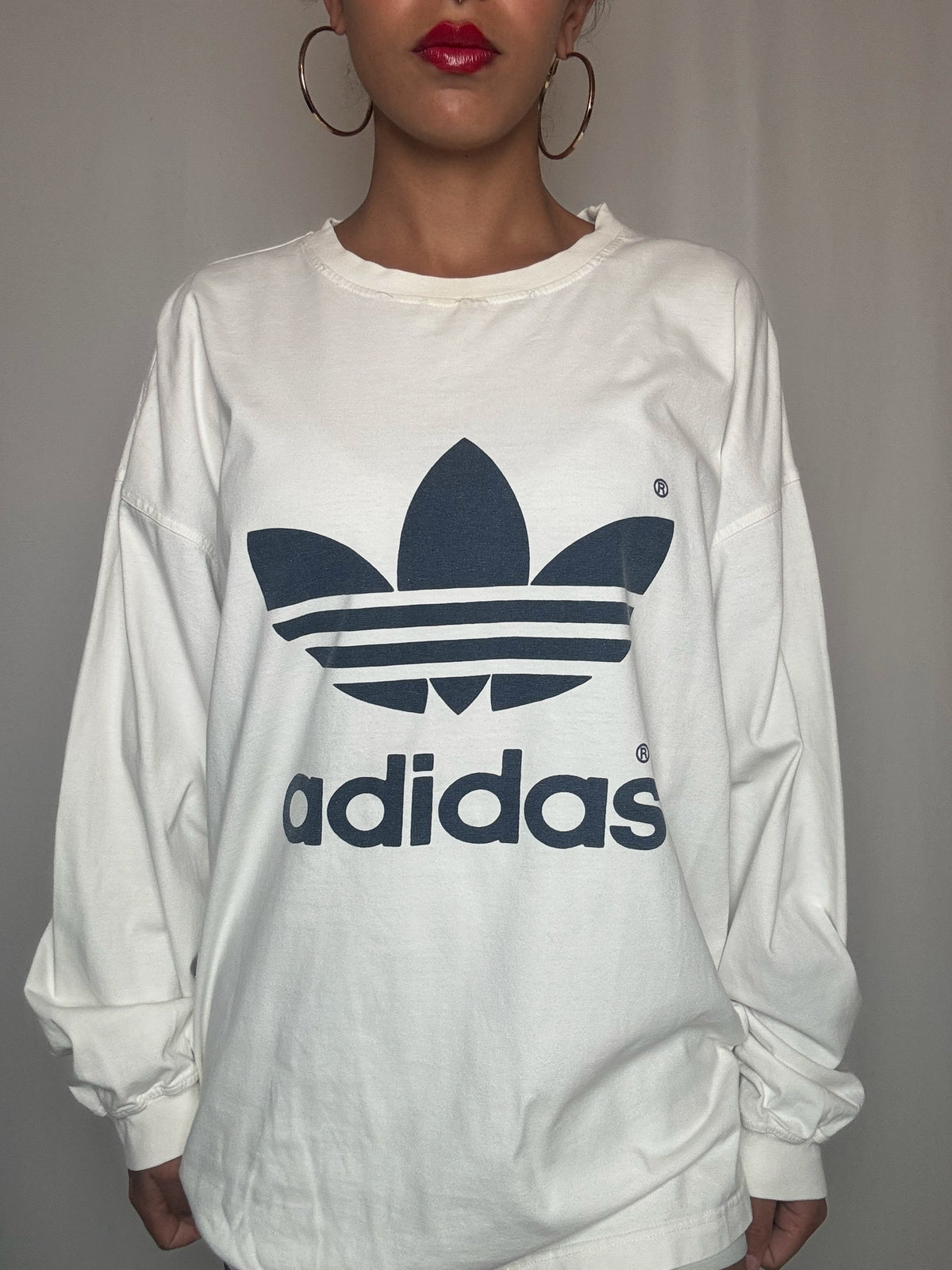 Tshirt manches longues blanc Adidas XL vintage