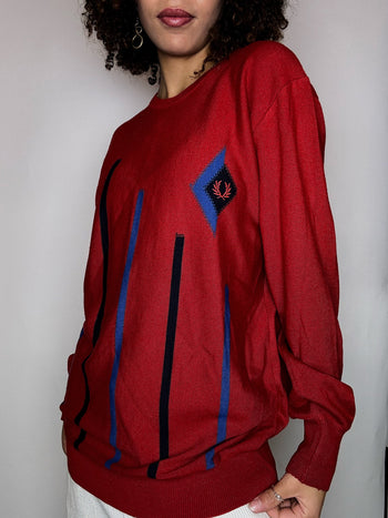 Pull imprimé rouge FRED PERRY M/L vintage