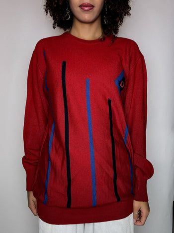 Pull imprimé rouge FRED PERRY M/L vintage
