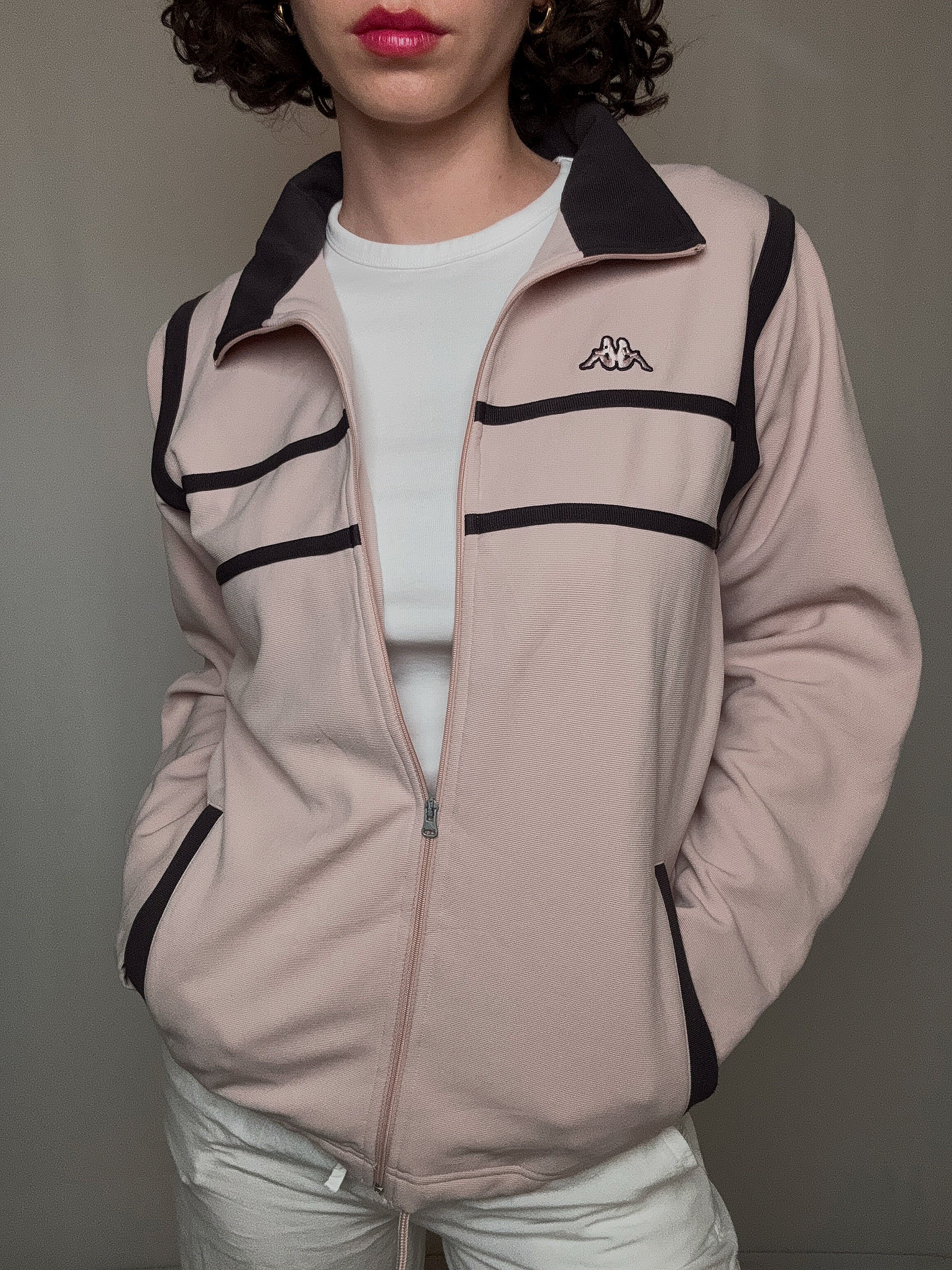 jacket de sport rose poudrée Kappa L vintage
